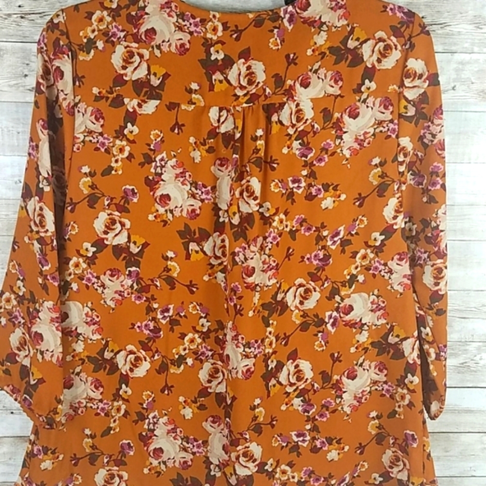 Zac & Rachel, Rust and black top, v-neck, petite - Picture 3 of 8